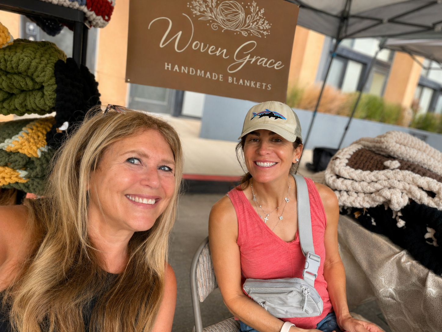 Marla and Victoria at their Woven Grace Designs market booth